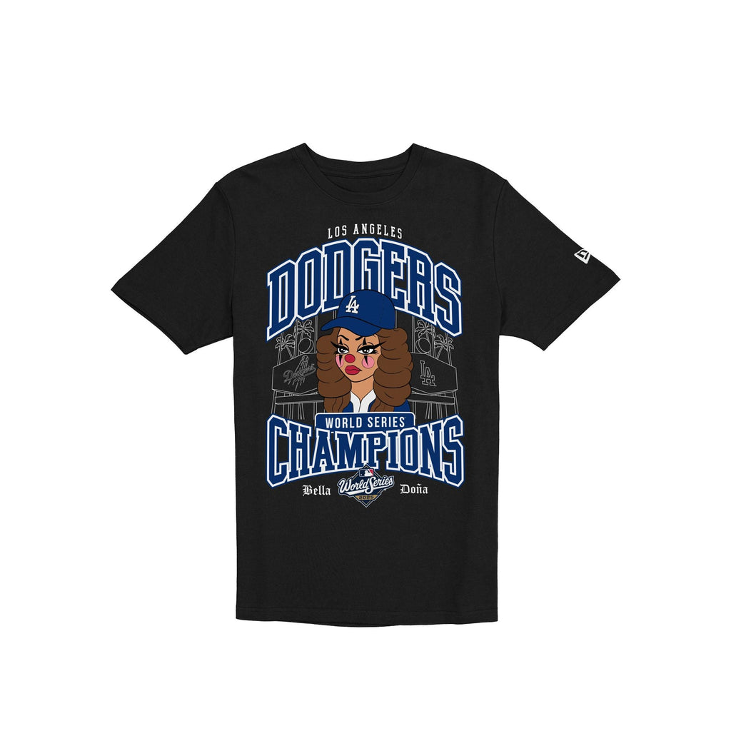 Bella Doña x Los Angeles Dodgers 2025 World Series Champions Character Black T-Shirt
