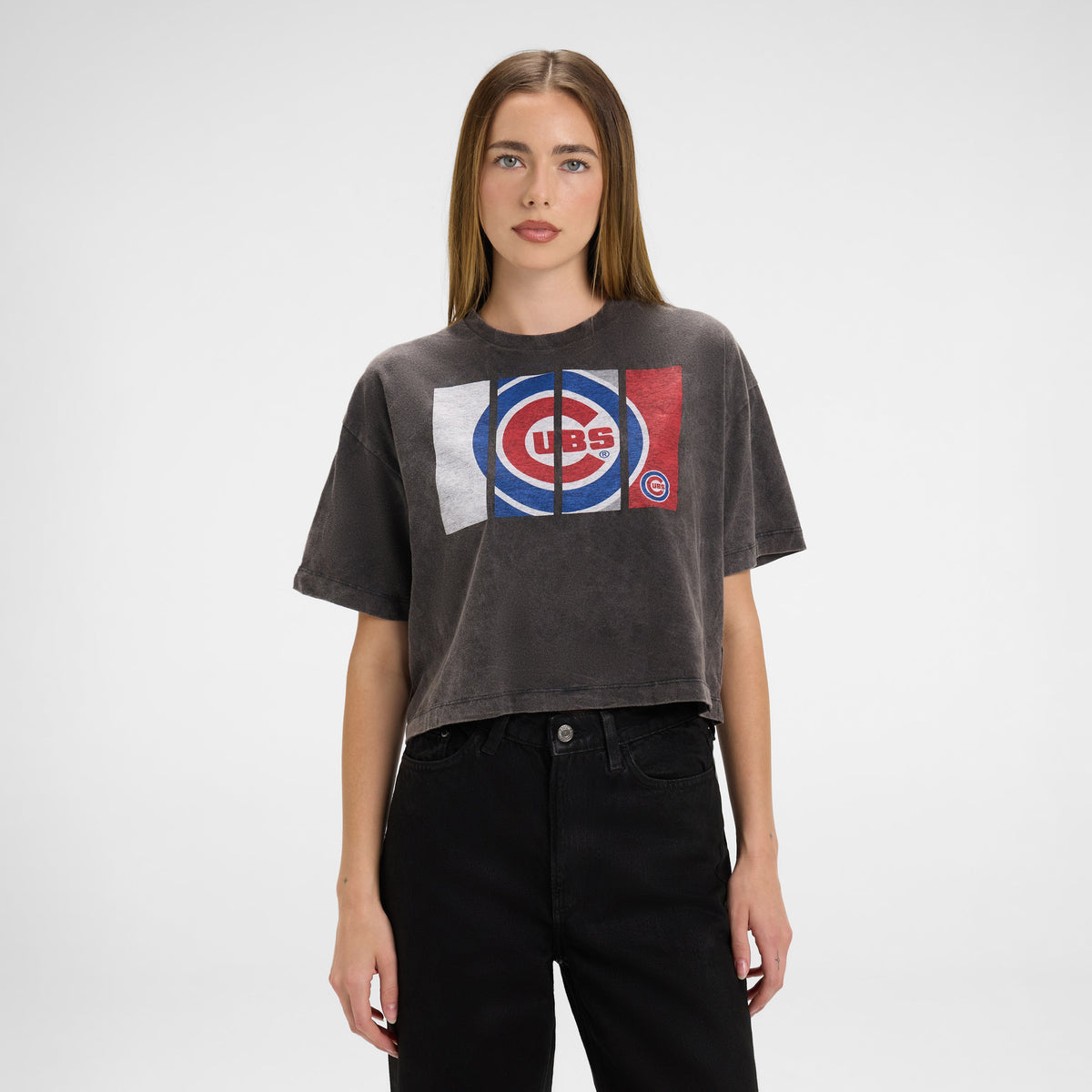 Chicago Cubs Sport Night Black Cropped Women's T-Shirt