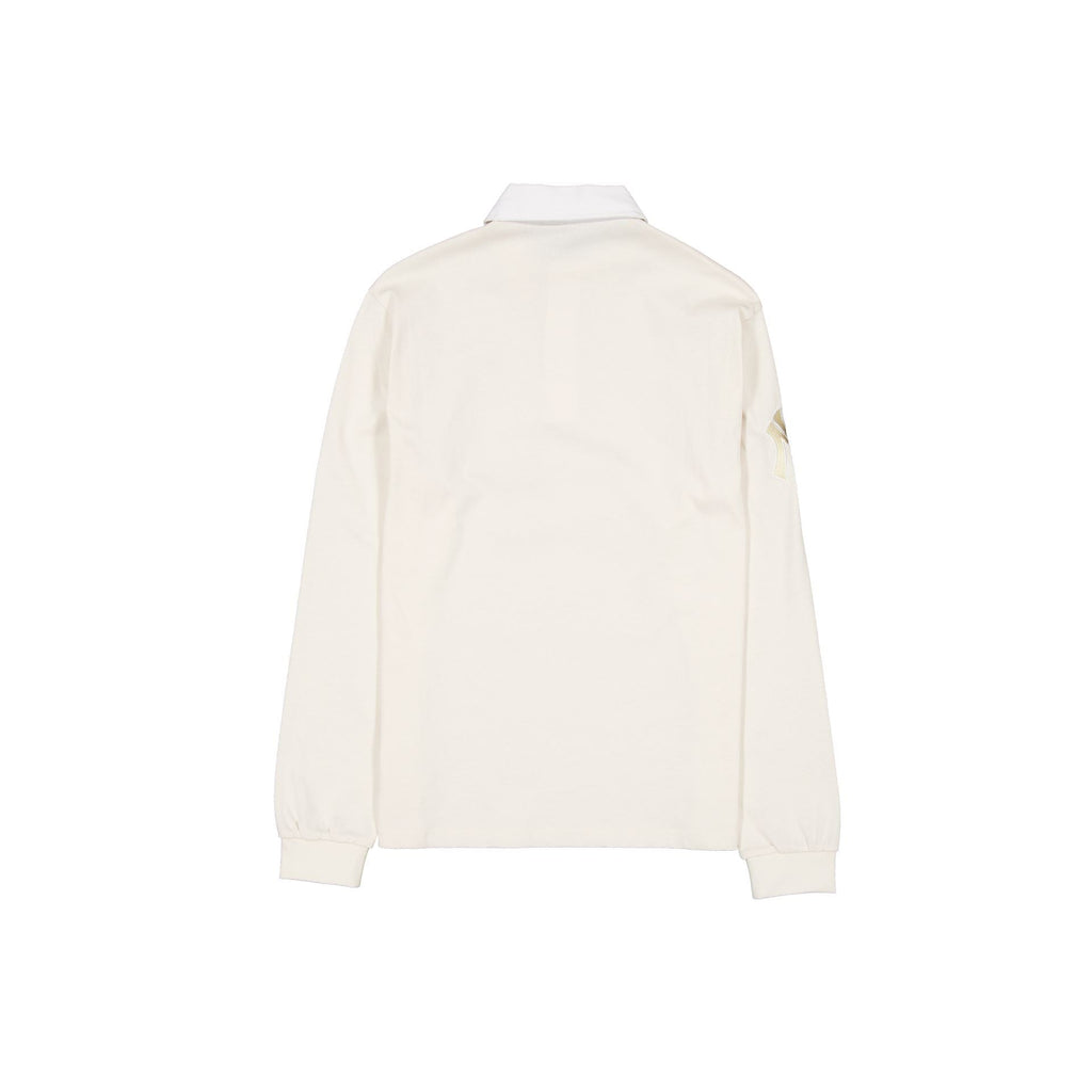 New York Yankees Off White Script Long Sleeve Rugby Shirt