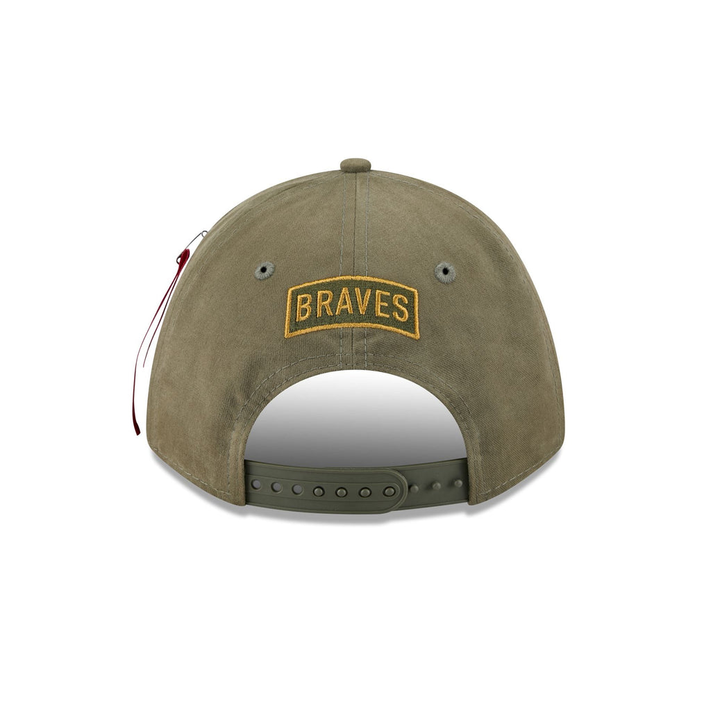 Alpha Industries x Atlanta Braves Olive Green 9FORTY M-Crown A-Frame Snapback Hat