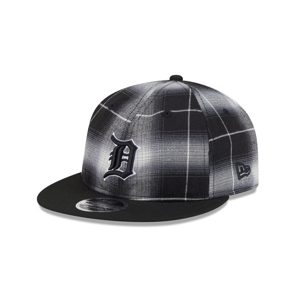 Detroit Tigers Black and White Plaid Retro Crown 9FIFTY Snapback Hat