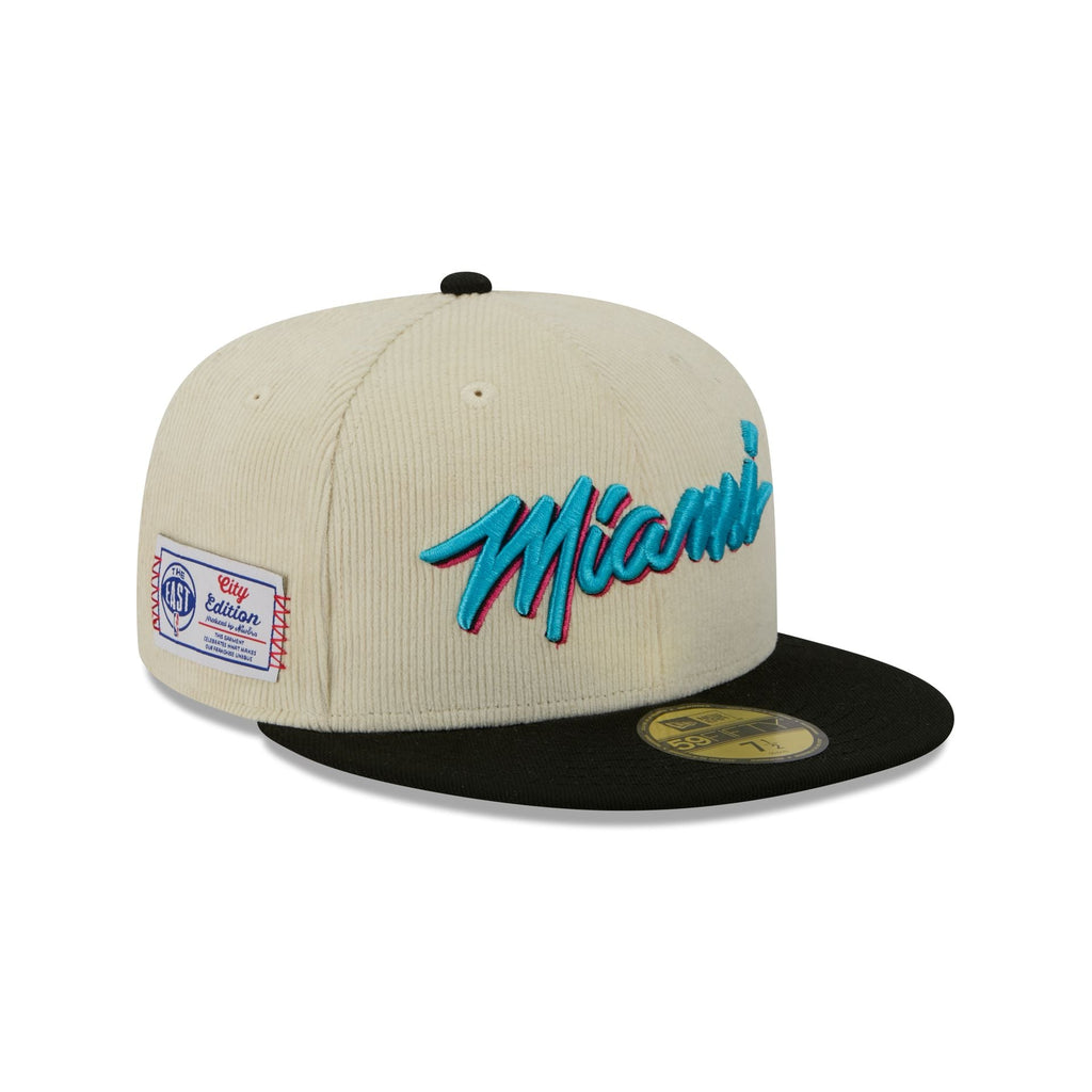 Miami Heat 2025 City Edition Chrome White Corduroy 59FIFTY Fitted Hat