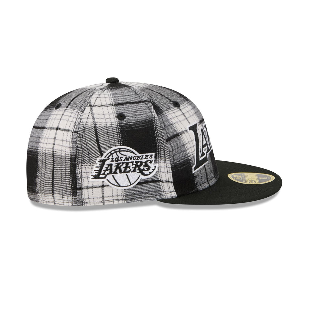 Los Angeles Lakers Grunge Plaid Retro Crown 59FIFTY Fitted Hat