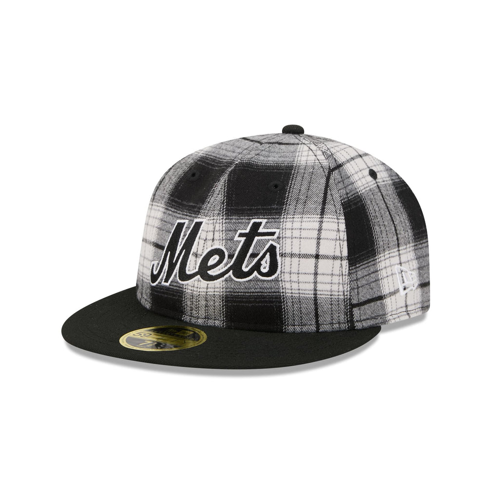 New York Mets Grunge Plaid Retro Crown 59FIFTY Fitted Hat