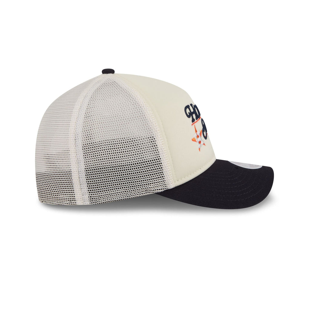 Houston Astros Retro Chrome Women's White 9FORTY M-Crown A-Frame Trucker Hat