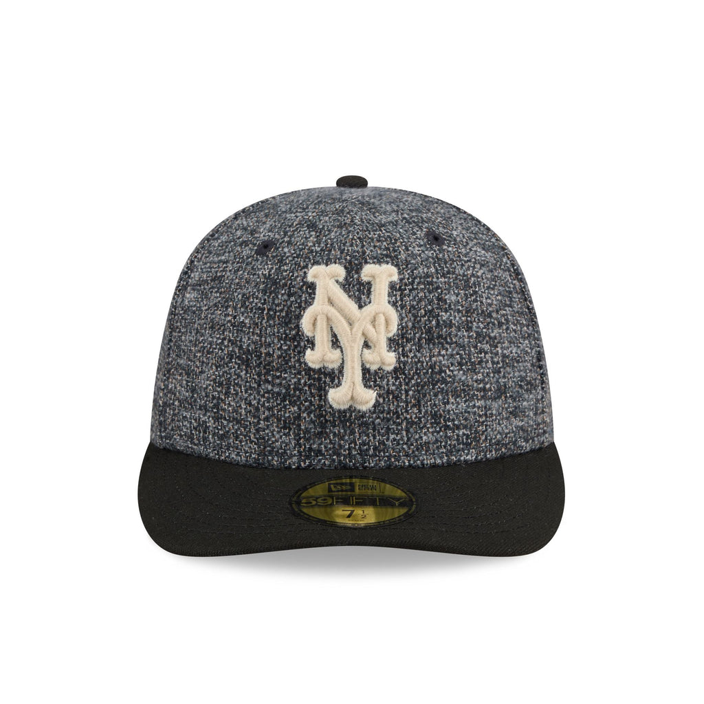 New York Mets Three Looms Tweedy Cotton Black 59FIFTY Fitted Hat