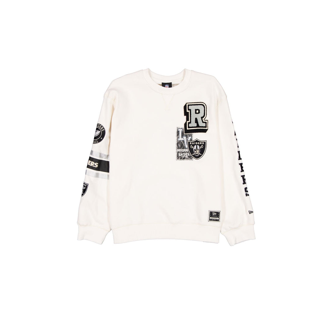 Las Vegas Raiders Women's Chrome White Varsity Crewneck