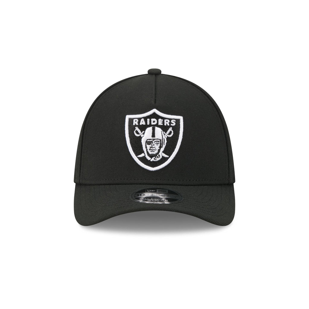 Las Vegas Raiders Poly Black & White 39THIRTY M-Crown A-Frame Stretch Fit Hat
