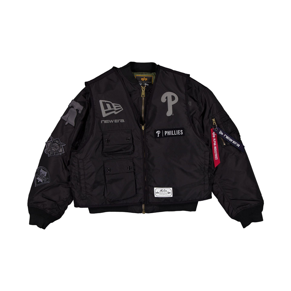 Alpha Industries x Philadelphia Phillies Black 2-in-1 MA-1 Flight Jacket + Vest