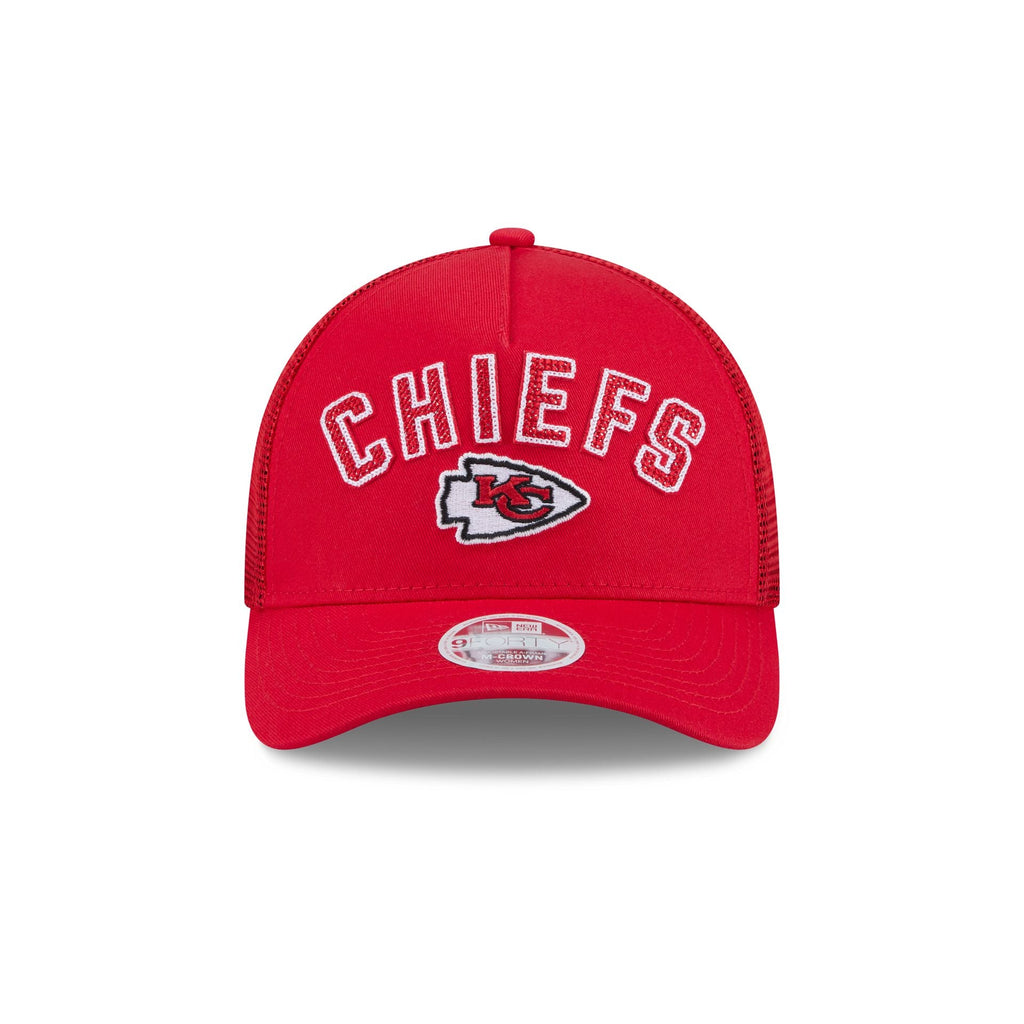 Kansas City Chiefs Sequin Wordmark Women's 9FORTY M-Crown A-Frame Trucker Hat